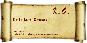 Kriston Ormos névjegykártya